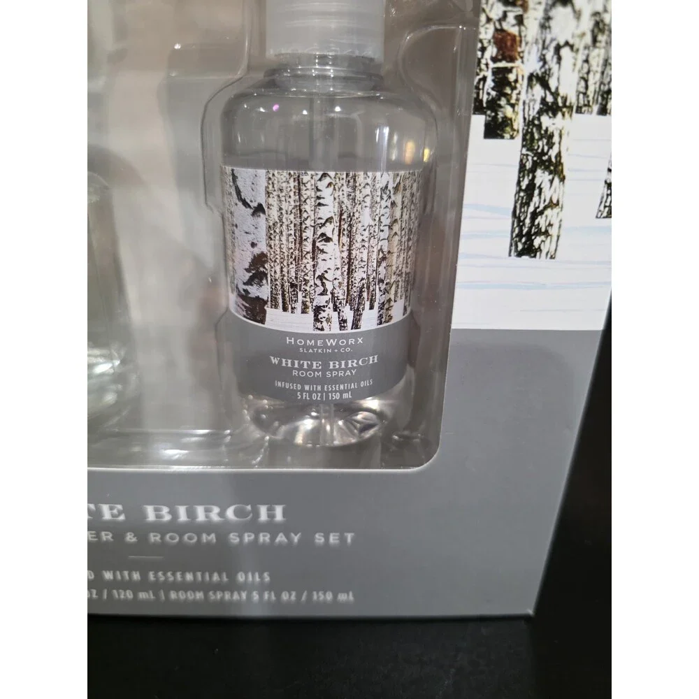 HomeWorx Slatkin Co White Birch Reed Diffuser Room Spray Gift Set Essential Oils